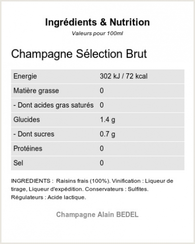 SELECTION BRUT - Ingrdients et Nutrition 